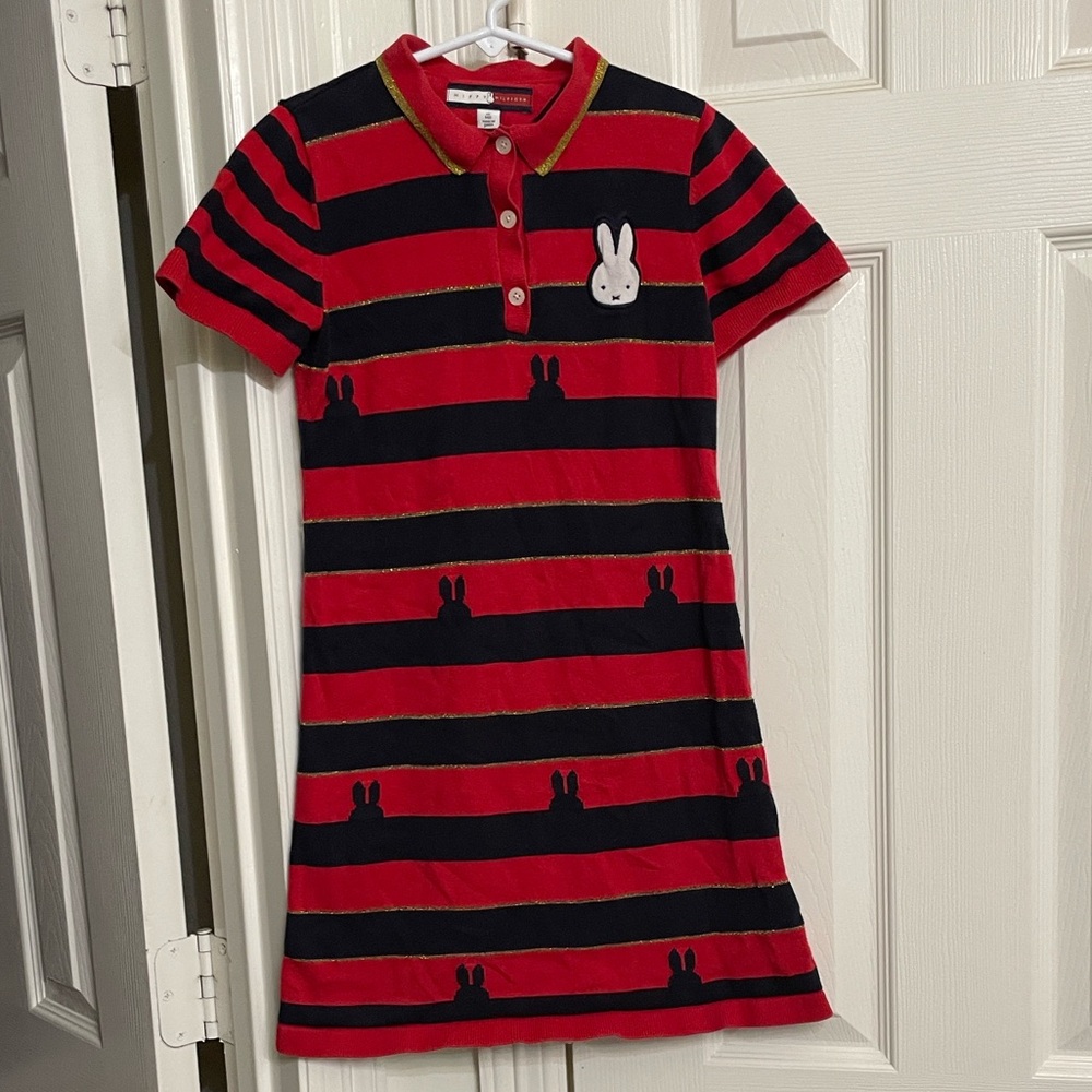 Limited Edition TOMMY HILFIGER GIRLS RED & BLUE MIFFY KNIT DRESS